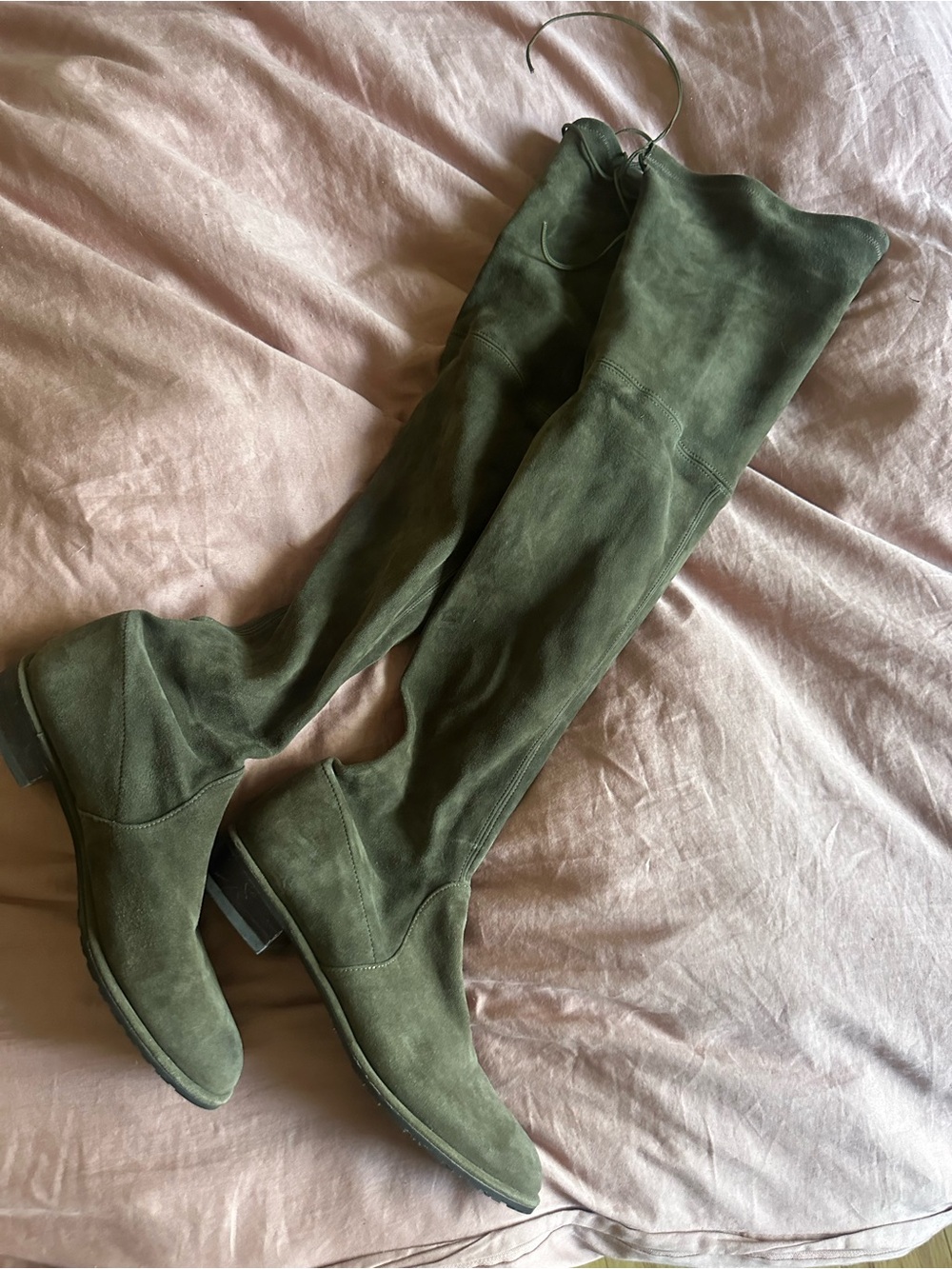 Stuart Weitzman Olive Suede Thigh High Boots